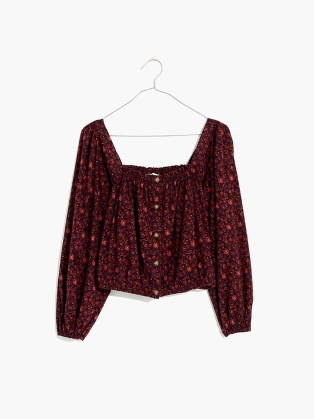 Madewell NWT Floral Puff Sleeve Crop Top Romantic Cottagecore Blouse